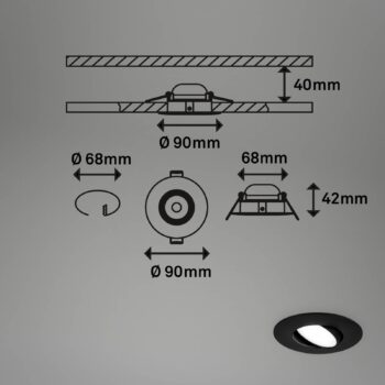 Prídavné LED svetlo 7597 3ks IP65 4 000 K čierna