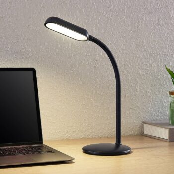 Prios LED dobíjacia stolová lampa Opira, čierna, USB, dotykový stmievač