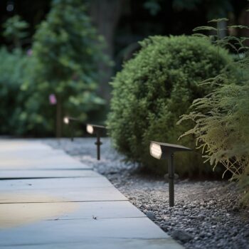 Prios LED solárny reflektor Helier, 49 cm, čierny, zemný hrot