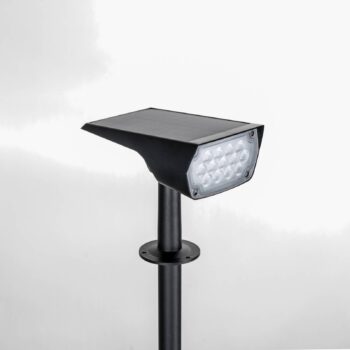 Prios LED solárny reflektor Helier, 49 cm, čierny, zemný hrot