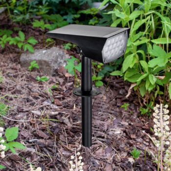 Prios LED solárny reflektor Helier, 49 cm, čierny, zemný hrot
