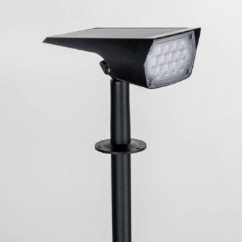 Prios LED solárny reflektor Helier, 49 cm, čierny, zemný hrot