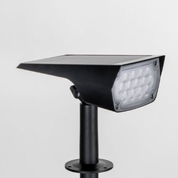 Prios LED solárny reflektor Helier, 49 cm, čierny, zemný hrot