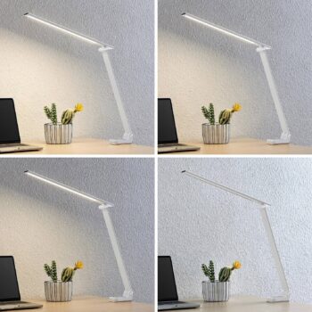 Prios LED stolová lampa Tamarin, výška 40 cm, biela, stmievateľná