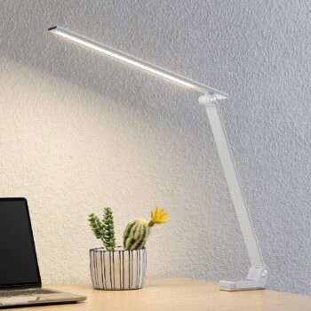 Prios LED stolová lampa Tamarin, výška 40 cm, biela, stmievateľná