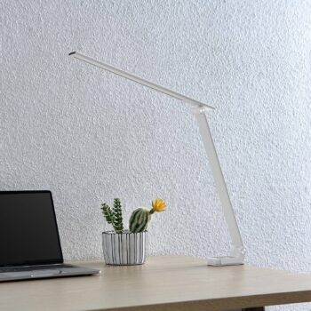 Prios LED stolová lampa Tamarin, výška 40 cm, biela, stmievateľná