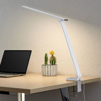 Prios LED stolová lampa Tamarin, výška 40 cm, biela, stmievateľná