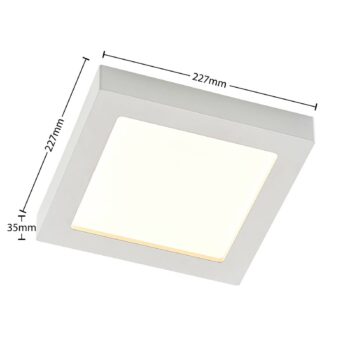 Prios LED stropné svietidlo Alette, biele, 22,7 cm, 18 W, stmievateľné