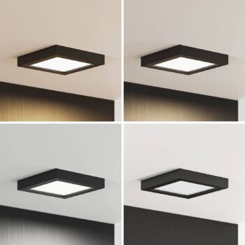 Prios LED stropné svietidlo Alette, čierne, 18 W, CCT, stmievateľné