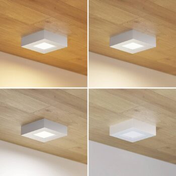 Prios LED stropné svietidlo Alette, strieborné, 12,2 cm, stmievateľné