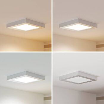 Prios LED stropné svietidlo Alette, strieborné, 22,7 cm, 18 W, stmievateľné