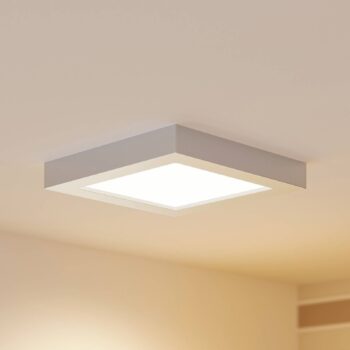 Prios LED stropné svietidlo Alette, strieborné, 22,7 cm, 18 W, stmievateľné