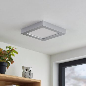 Prios LED stropné svietidlo Alette, strieborné, 22,7 cm, 24 W, stmievateľné
