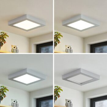 Prios LED stropné svietidlo Alette, strieborné, 22,7 cm, 24 W, stmievateľné