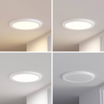 Prios LED stropné svietidlo Aureka, detektor pohybu, Ø 33 cm, biela