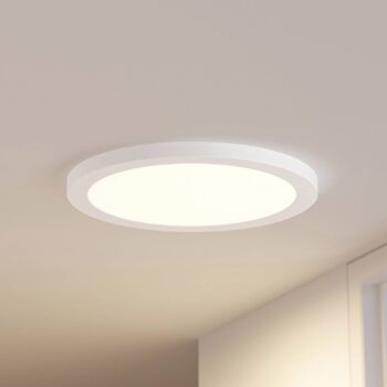 Prios LED stropné svietidlo Aureka, detektor pohybu, Ø 33 cm, biela