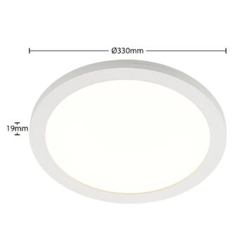 Prios LED stropné svietidlo Aureka, detektor pohybu, Ø 33 cm, biela