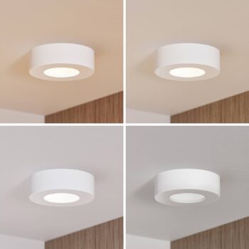 Prios LED stropné svietidlo Edwina, biele, 12 cm, CCT, IP44