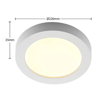 Prios LED stropné svietidlo Edwina, biele, 23 cm, CCT, IP44