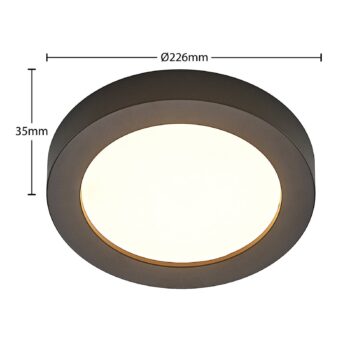 Prios LED stropné svietidlo Edwina, čierne, 23 cm, CCT, IP44
