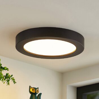 Prios LED stropné svietidlo Edwina, čierne, 23 cm, CCT, IP44