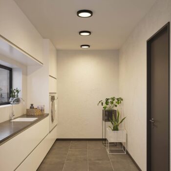 Prios LED stropné svietidlo Edwina, čierne, 25 cm, CCT, IP44