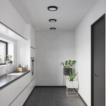 Prios LED stropné svietidlo Edwina, čierne, 25 cm, CCT, IP44