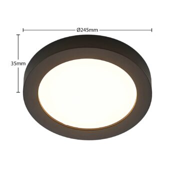 Prios LED stropné svietidlo Edwina, čierne, 25 cm, CCT, IP44