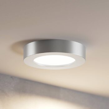Prios LED stropné svietidlo Edwina, strieborné, 12 cm, CCT, IP44