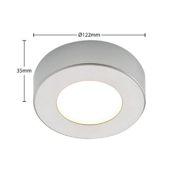 Prios LED stropné svietidlo Edwina, strieborné, 12 cm, CCT, IP44