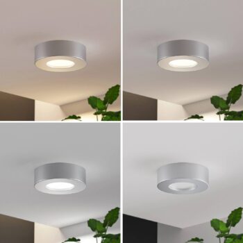 Prios LED stropné svietidlo Edwina, strieborné, 12 cm, sada 2 ks