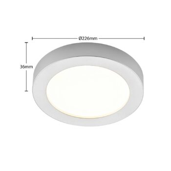 Prios LED stropné svietidlo Edwina, strieborné, 23 cm, CCT, IP44