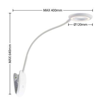 Prios LED svietidlo Harumi, biele, nabíjateľná batéria, USB, výška 51 cm