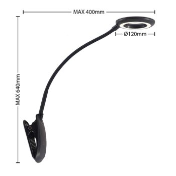 Prios LED svietidlo Harumi, čierne, nabíjateľná batéria, USB, 51 cm