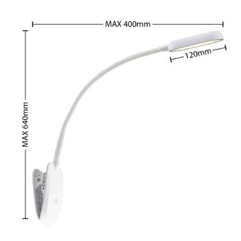 Prios LED svietidlo Najari, výška 51 cm, biele, dobíjacia batéria, USB
