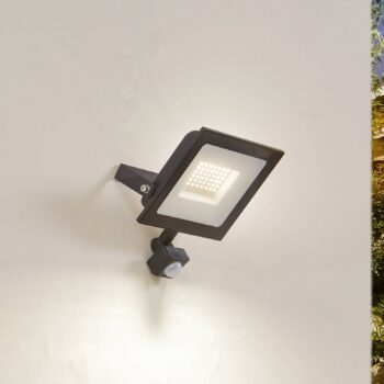 Prios LED vonkajší reflektor Maikel, 50W, 4000lm, kov, senzor