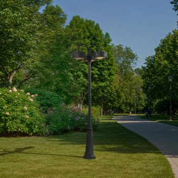 Prios LED vonkajšie svetlo Thorus, 204 cm, čierne, 3 svetlá, IP44