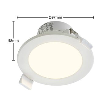 Prios LED vstavané bodové svietidlo Rida, biele. Ø 10 cm, CCT, IP44