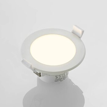 Prios LED vstavané bodové svietidlo Rida, biele. Ø 10 cm, CCT, IP44