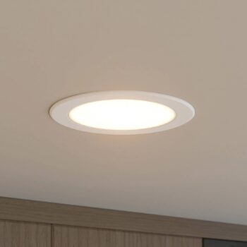 Prios LED vstavané bodové svietidlo Rida, biele. Ø 15 cm, CCT, IP44
