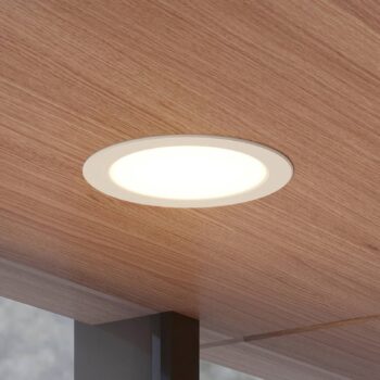 Prios LED vstavané bodové svietidlo Rida, biele. Ø 23 cm, 30 W, CCT, IP44