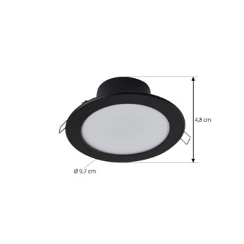 Prios LED vstavané bodové svietidlo Rida, čierne, 14,5 cm, 12 W, CCT