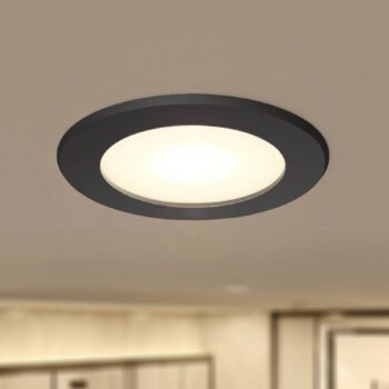 Prios LED vstavané bodové svietidlo Rida, čierne, Ø 10 cm, CCT, IP44