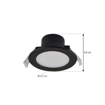 Prios LED vstavané bodové svietidlo Rida, čierne, Ø 12 cm, CCT, IP44