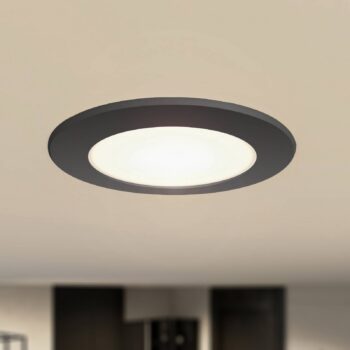 Prios LED vstavané bodové svietidlo Rida, čierne, Ø 12 cm, CCT, IP44
