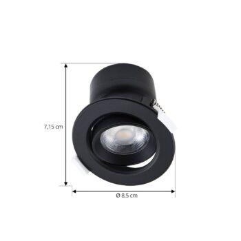 Prios LED vstavané svetlo Shima, čierne, 9 W, 3000K, stmievateľné
