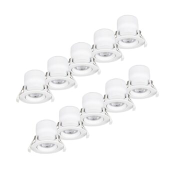 Prios LED vstavané svietidlo Shima, biele, 7W, 3000K, 10ks, stmievateľné
