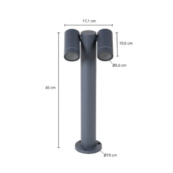 Prios Tulimar podstavné svietidlo, 45 cm, antracit, 2 svetlá, hliník