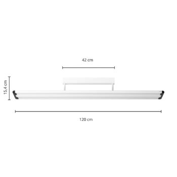Prios Yuela LED stropné svietidlo, DALI, 120 cm, strieborná