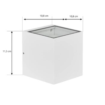 Prios vonkajšie nástenné svietidlo Tetje, biele, hranaté, 11,5 cm